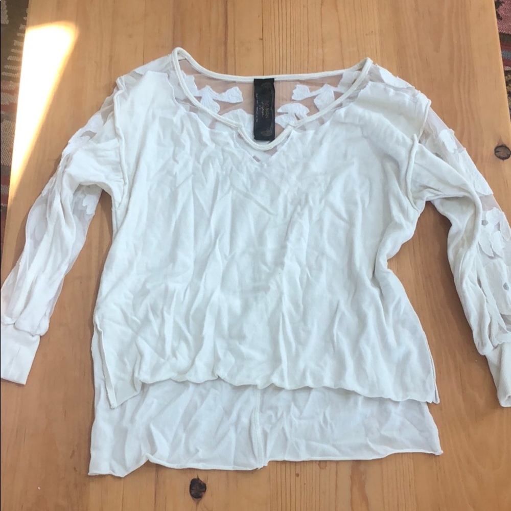 Free People FP Romantics White Floral Sweater Sz S